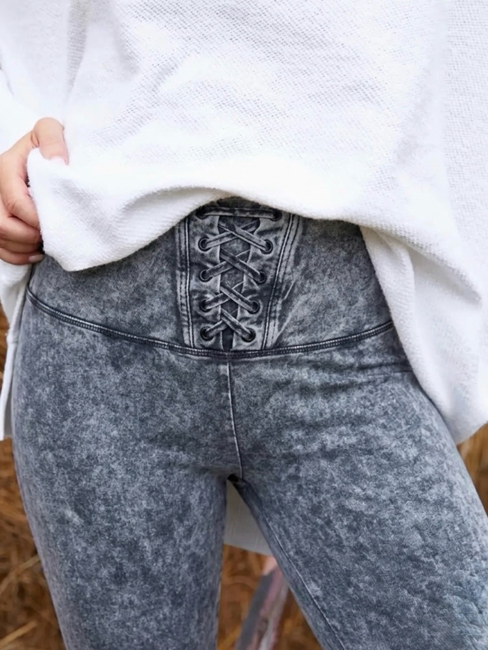 2/$25 Aerie "Chill. Play. Move." Acid Wash High-Rise Leggings